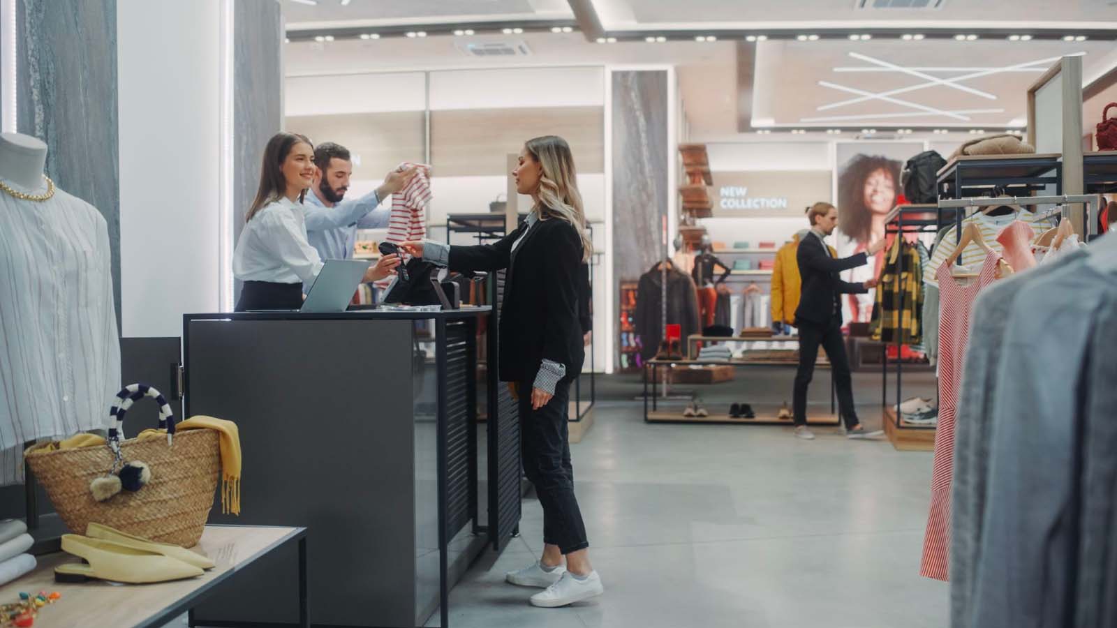 Clothing store checkout cashier counter