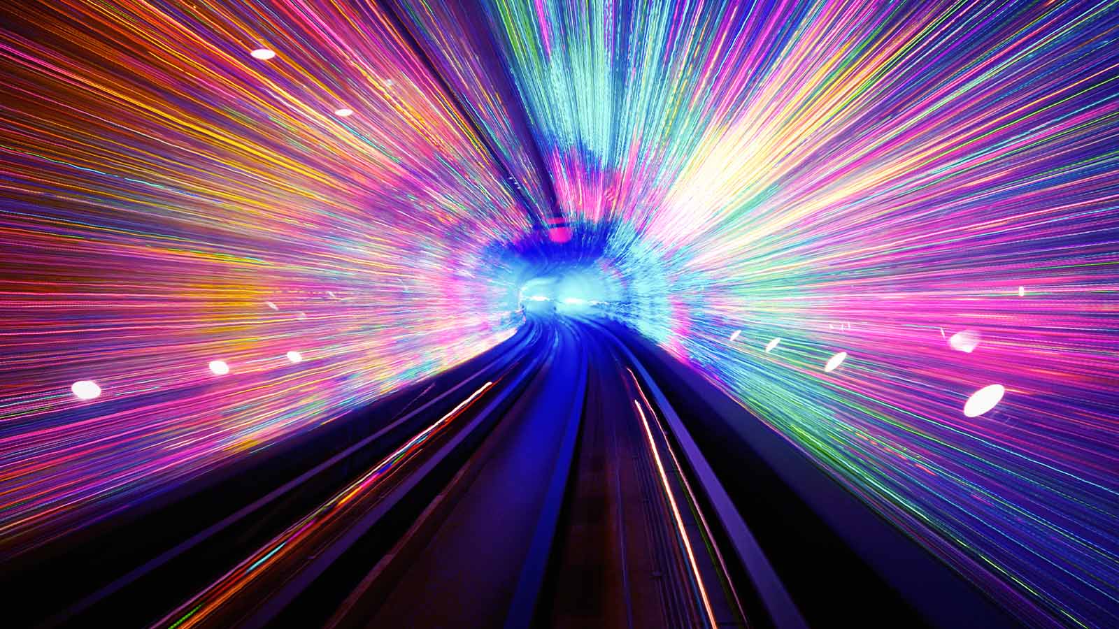 Colorful light exposure in a tunnel