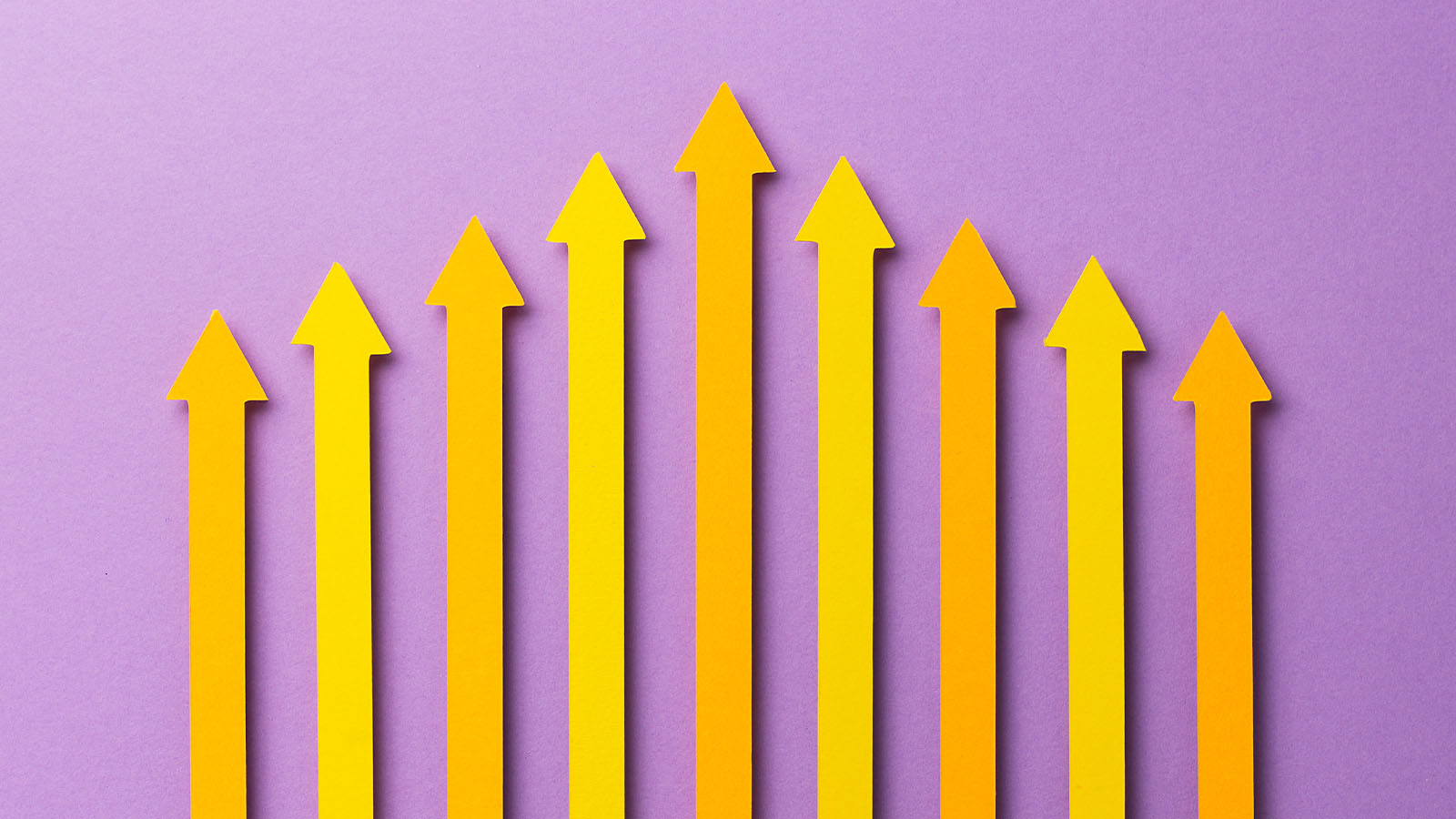 Yellow arrows over purple background