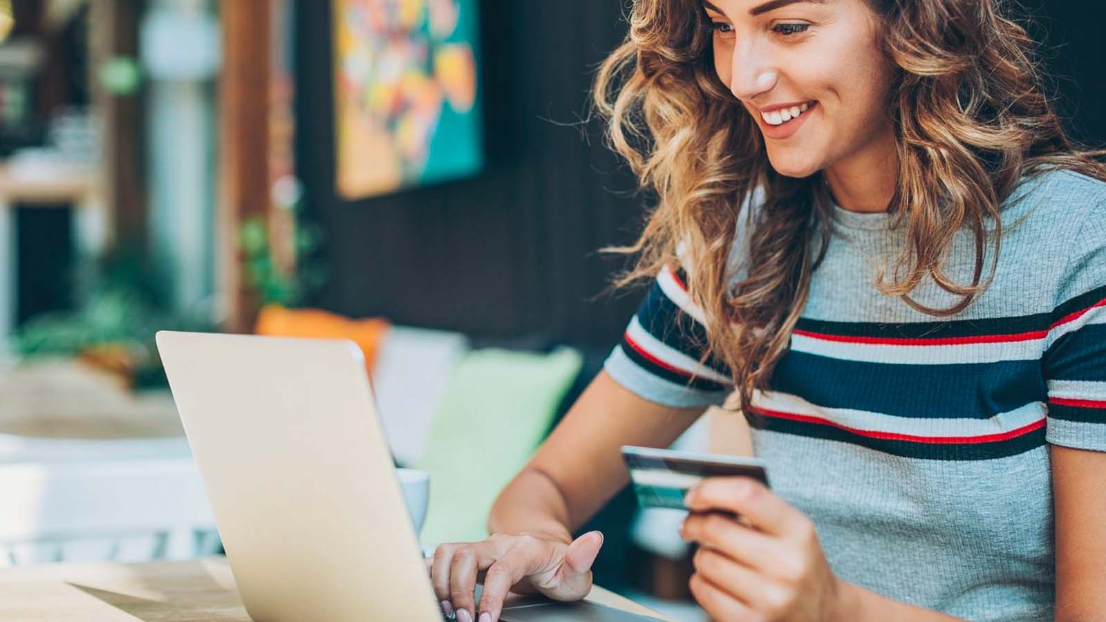 Young woman shopping online