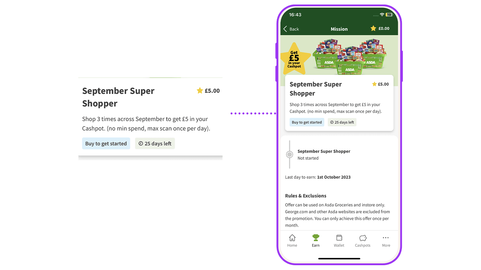 ASDA Rewards - Continuity Trips example